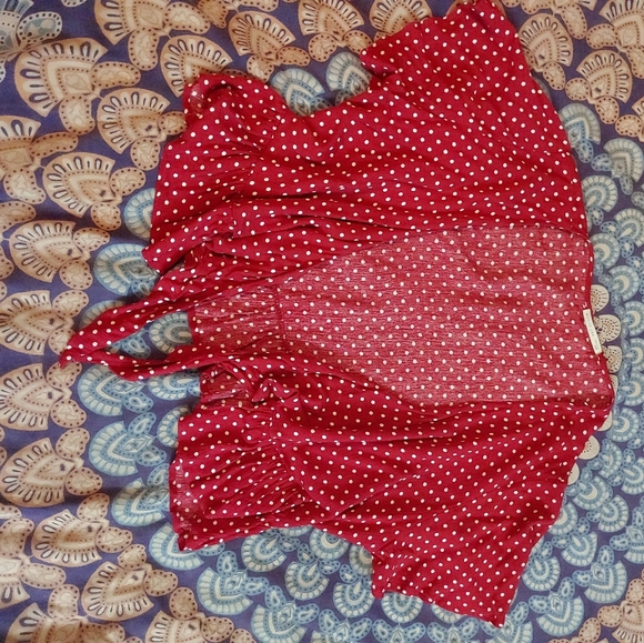 SOLD** BNWOT Polka Dot Cropped Peplum Tie Shirt - Picture 3 of 4